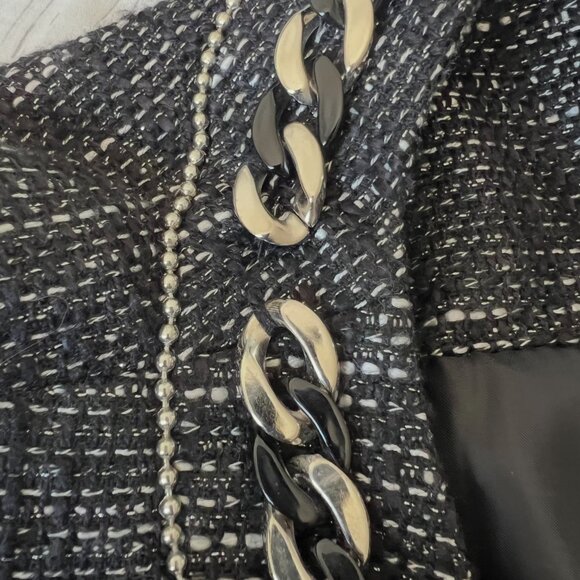 Alfred Dunner Women's Size 12P Marled Tweed Chain-Link Beaded Open Front Blazer - Picture 11 of 11